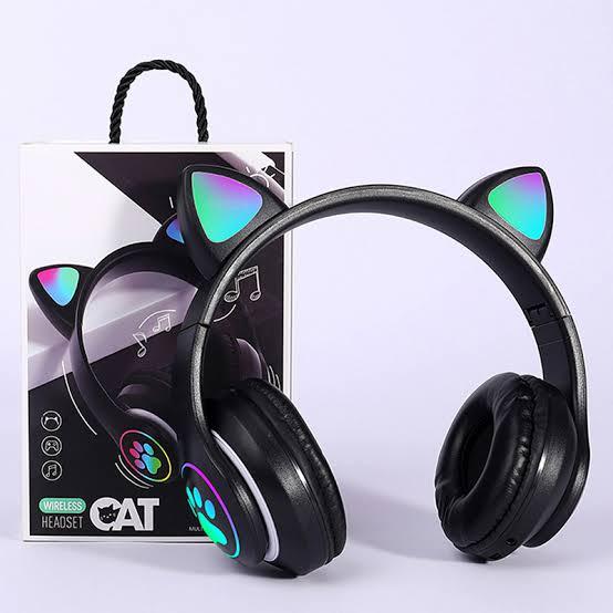 Cute Cat Ear RGB Headphones with Type-C Charging | Wireless Light-Up Gaming Headset (New Stock)