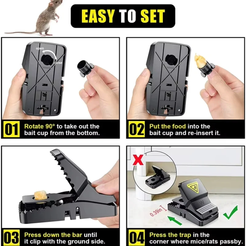 Heavy Duty Plastic Mouse Trap (Reusable) – High Sensitivity Snap Rat Catcher & Safe Rodent Control Trap